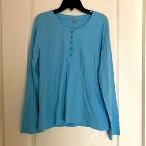 Blue waffle knit long sleeve tee